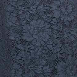 Pre Owned Valentino Navy Blue Lace and Knit Mini Dress S