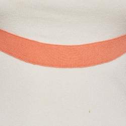 Pre Owned Valentino White Knit Contrast Detail Top S