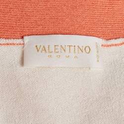 Pre Owned Valentino White Knit Contrast Detail Top S
