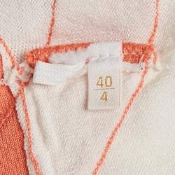Pre Owned Valentino White Knit Contrast Detail Top S