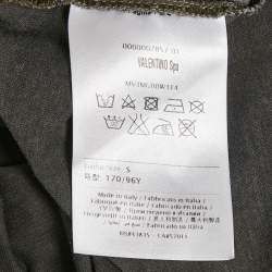 Pre Owned Valentino Green Stars Print Jersey Crewneck T-Shirt S