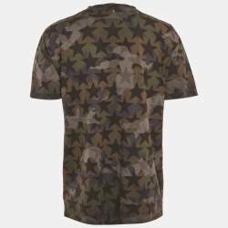 Pre Owned Valentino Green Stars Print Jersey Crewneck T-Shirt S