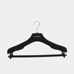 Pre Owned Valentino Black Leather Lace Trimmed Jacket Skirt Set L/M