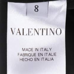 Pre Owned Valentino Black Leather Lace Trimmed Jacket Skirt Set L/M