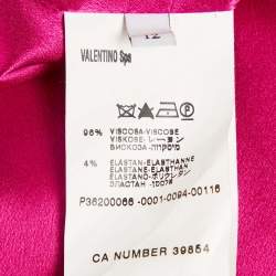 Pre Owned Valentino Pink Crepe Asymmetric Ruffle Sleeveless Short Dress L