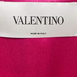 Pre Owned Valentino Pink Crepe Asymmetric Ruffle Sleeveless Short Dress L