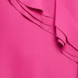 Pre Owned Valentino Pink Crepe Asymmetric Ruffle Sleeveless Short Dress L