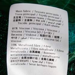 Pre Owned Valentino Green Ombre Ostrich Feather Trim Lurex Knit Mini Dress XS