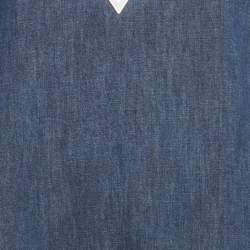 مملوكة مسبقًا فستان فالنتينو جينز أزرق تفاصيل V شيفت قصير مقاس صغير