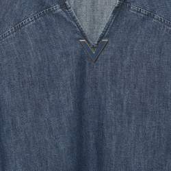 مملوكة مسبقًا فستان فالنتينو جينز أزرق تفاصيل V شيفت قصير مقاس صغير