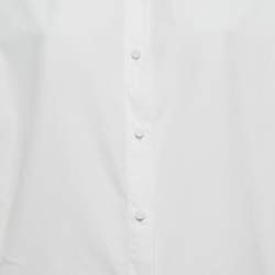 Pre Owned Valentino White Ostrich Feather Trim Cotton Oversized Shirt S