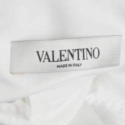 Pre Owned Valentino White Ostrich Feather Trim Cotton Oversized Shirt S