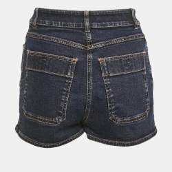 Pre Owned Valentino Navy Blue Denim Shorts S Waist 26"