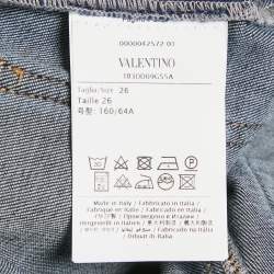 Pre Owned Valentino Navy Blue Denim Shorts S Waist 26"