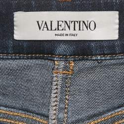 Pre Owned Valentino Navy Blue Denim Shorts S Waist 26"