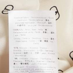 Pre Owned Valentino Cream Logo Print Silk Gathered Sleeve Mini Dress S