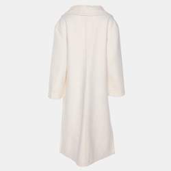 Pre Owned Valentino Cream Wool Blend Trench Coat S