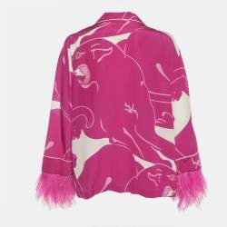 Pre Owned Valentino Pink Panther Print Silk Crêpe de chine Blouse L