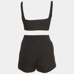 Pre Owned Valentino Black Wool Blend Top and Shorts Set S