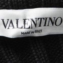 Pre Owned Valentino Black Wool Ribbed Sleeveless Crop Top M