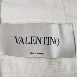 Pre Owned Valentino White Embroidered Denim Romper M