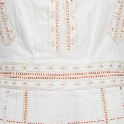 Pre Owned Valentino White Embroidered Denim Romper M