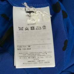 Pre Owned Valentino Blue Heart Print Silk Pleated Midi Dress S