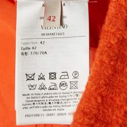 Pre Owned Valentino Orange Embellished Tweed Open Front Jacket & Skirt Set S/M 