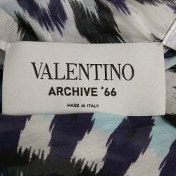 Pre Owned Valentino Blue Printed Cotton Blend Kaftan Dress M