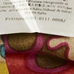 Pre Owned Valentino Multicolor Printed Cotton Blend V-Neck Midi Dress M