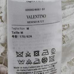 Pre Owned Valentino White Lace Fringed Loose Fit Mini Dress M