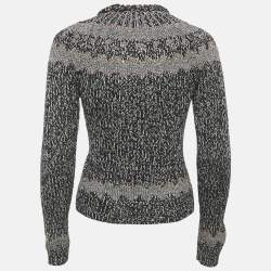 Pre Owned Valentino Black Lurex Rib Knit Wool Blend Sweater S
