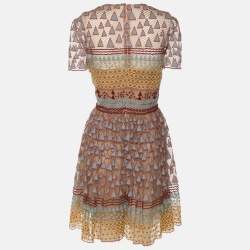 Pre Owned Valentino Multicolor Embroidered Knit Midi Dress M