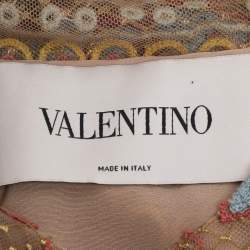 Pre Owned Valentino Multicolor Embroidered Knit Midi Dress M