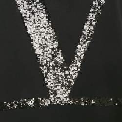 Pre Owned Valentino Black Cotton VLogo Sequence Embellished Crew Neck T-Shirt M 