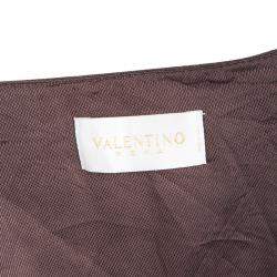 Pre Owned Valentino Brown Wool High Waist Inverted Pleat Skirt L