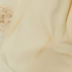 Pre Owned Valentino Cream Crepe Rose Embroidered Midi Dress L