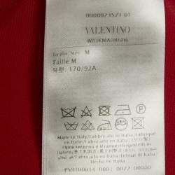 Pre Owned Valentino Red Logo Detail Stretch Knit Crop Top M