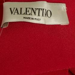 Pre Owned Valentino Red Logo Detail Stretch Knit Crop Top M