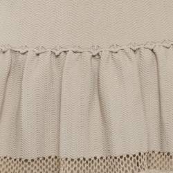 Pre Owned Valentino Beige Stretch Knit Mesh Detail Mini Dress M