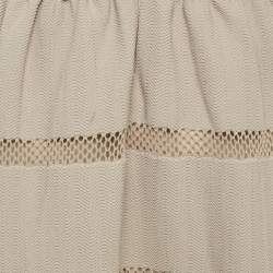 Pre Owned Valentino Beige Stretch Knit Mesh Detail Mini Dress M