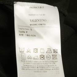 Pre Owned Valentino Black Logo Print Jersey T-Shirt S