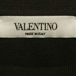 Pre Owned Valentino Black Logo Print Jersey T-Shirt S