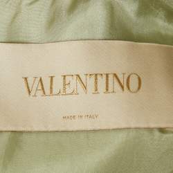 Pre Owned Valentino Green Striped Wool Mini Dress M