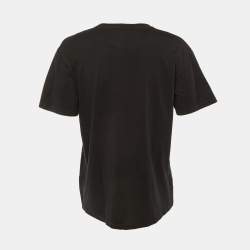 Pre Owned Valentino Black VLTN Print Cotton Crew Neck T-Shirt S 