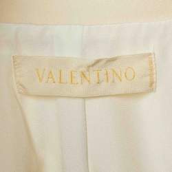 Pre Owned Valentino Vintage Cream Wool Blend Pocket Front Jacket L
