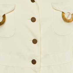 Pre Owned Valentino Vintage Cream Wool Blend Pocket Front Jacket L
