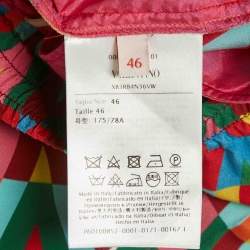 Pre Owned Valentino Multicolor V-Optical Print Silk Drawstring Trousers L 
