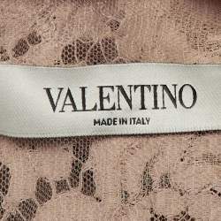 Pre Owned بلوزة فالنتينو دانتيل زهري بطبقات متموجة مقاس متوسط - ميديوم