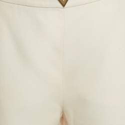 Pre Owned Valentino Beige Wool & Silk V -Detail Shorts M